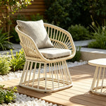 SOLARA Tata Nordic Outdoor Rope-Woven Lounge Chair Aluminium Frame for Patio Balcony Garden - Beige