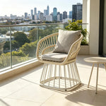 SOLARA Tata Nordic Outdoor Rope-Woven Lounge Chair Aluminium Frame for Patio Balcony Garden - Beige