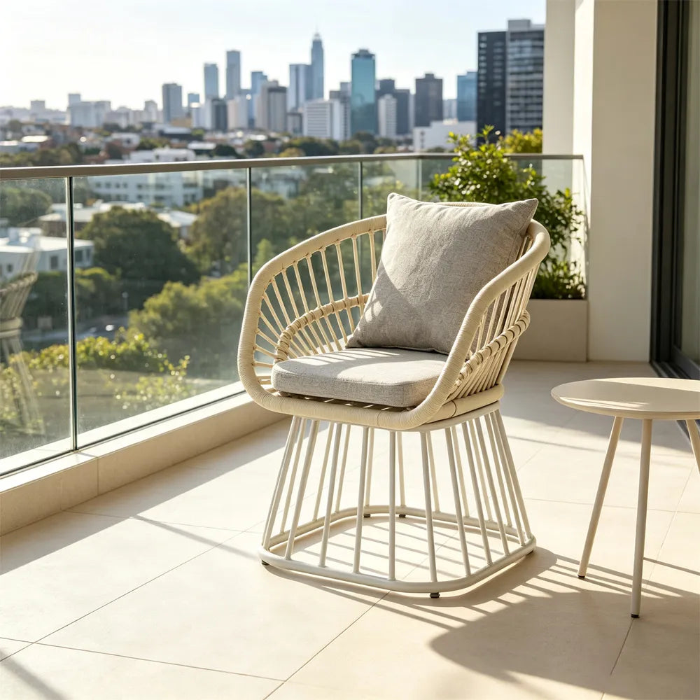 SOLARA Tata Nordic Outdoor Rope-Woven Lounge Chair Aluminium Frame for Patio Balcony Garden - Beige