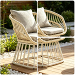 SOLARA Tata Nordic Outdoor Rope-Woven Lounge Chair Aluminium Frame for Patio Balcony Garden - Beige