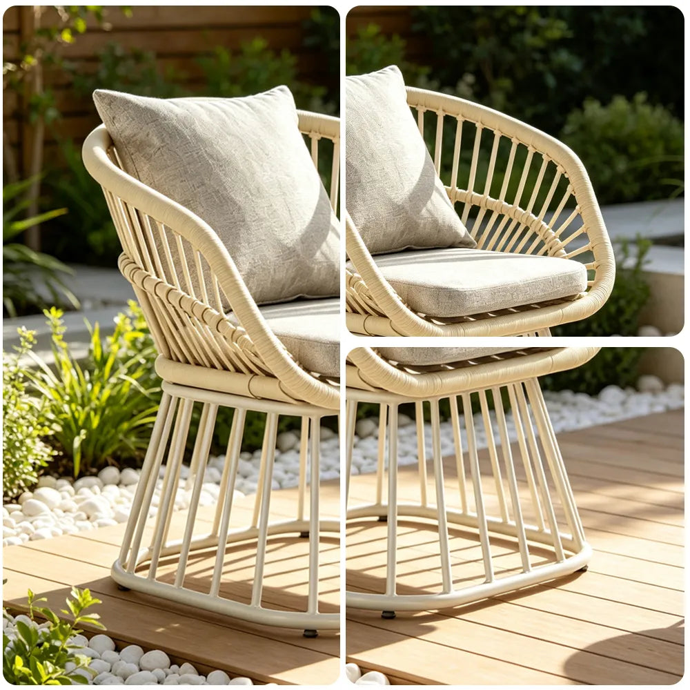 SOLARA Tata Nordic Outdoor Rope-Woven Lounge Chair Aluminium Frame for Patio Balcony Garden - Beige