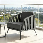 SOLARA Nordic Outdoor Rope-Woven Armchair Thickened Aluminium Frame Waterproof Cushion for Patio Balcony Garden - Dark Grey