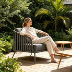 SOLARA Nordic Outdoor Rope-Woven Armchair Thickened Aluminium Frame Waterproof Cushion for Patio Balcony Garden - Dark Grey