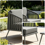 SOLARA Nordic Outdoor Rope-Woven Armchair Thickened Aluminium Frame Waterproof Cushion for Patio Balcony Garden - Dark Grey