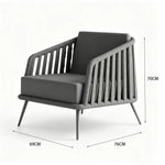 SOLARA Nordic Outdoor Rope-Woven Armchair Thickened Aluminium Frame Waterproof Cushion for Patio Balcony Garden - Dark Grey