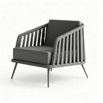 SOLARA Nordic Outdoor Rope-Woven Armchair Thickened Aluminium Frame Waterproof Cushion for Patio Balcony Garden - Dark Grey