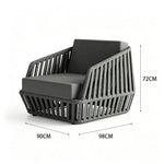 SOLARA Nordic Outdoor Rope-Woven Lounge Chair Thickened Aluminium Frame for Patio Balcony Garden - Grey