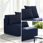 SOLARA Modern Outdoor Modular Armless Centre Sofa Stainless Steel Frame Waterproof Cushions for Patio Garden - Navy Blue