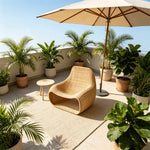 SOLARA Nordic Outdoor Curved Lounge Chair Handwoven PE Rattan Aluminium Frame for Patio Balcony Garden - Natural