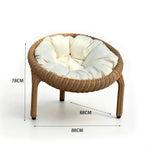 SOLARA Outdoor Round Rattan Lounge Chair PE Rattan Steel Frame Thick Cushion for Patio Balcony Garden - Natural