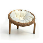 SOLARA Outdoor Round Rattan Lounge Chair PE Rattan Steel Frame Thick Cushion for Patio Balcony Garden - Natural