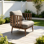 SOLARA Nordic Outdoor Lounge Chair Woven Strap Aluminium Frame Water-Repellent Cushions for Patio Balcony Garden - Brown