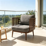 SOLARA Nordic Outdoor Lounge Chair Woven Strap Aluminium Frame Water-Repellent Cushions for Patio Balcony Garden - Brown