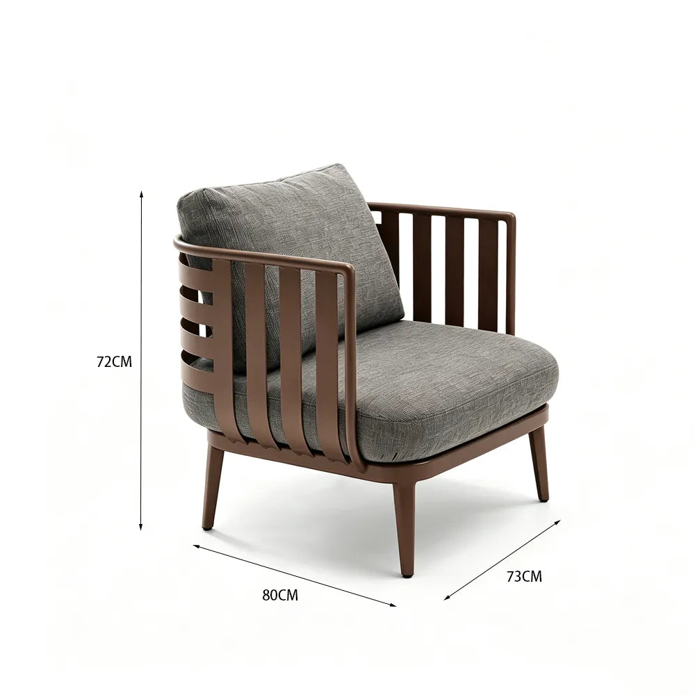 SOLARA Nordic Outdoor Lounge Chair Woven Strap Aluminium Frame Water-Repellent Cushions for Patio Balcony Garden - Brown