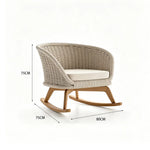 SOLARA Nordic Outdoor Rattan Rocking Chair Hand-Woven Rattan Teak Frame Waterproof Cushion for Patio Balcony Garden - Beige