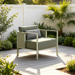 SOLARA Modern Outdoor Lounge Chair Thickened Stainless Steel Frame Waterproof Cushion for Patio Balcony Garden - Grey