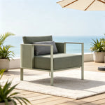 SOLARA Modern Outdoor Lounge Chair Thickened Stainless Steel Frame Waterproof Cushion for Patio Balcony Garden - Grey