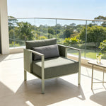 SOLARA Modern Outdoor Lounge Chair Thickened Stainless Steel Frame Waterproof Cushion for Patio Balcony Garden - Grey