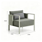 SOLARA Modern Outdoor Lounge Chair Thickened Stainless Steel Frame Waterproof Cushion for Patio Balcony Garden - Grey