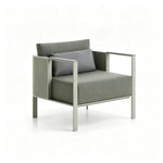 SOLARA Modern Outdoor Lounge Chair Thickened Stainless Steel Frame Waterproof Cushion for Patio Balcony Garden - Grey