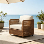 SOLARA Compact Outdoor Lounge Chair Hand-Woven PE Rattan Aluminium Frame for Small Patio Balcony Garden - Natural