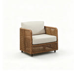 SOLARA Compact Outdoor Lounge Chair Hand-Woven PE Rattan Aluminium Frame for Small Patio Balcony Garden - Natural