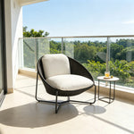 SOLARA Modern Outdoor Rattan Lounge Chair Hand-Woven Rattan Aluminium Frame Thick Cushion for Patio Balcony Garden - Brown