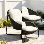SOLARA Modern Outdoor Rattan Lounge Chair Hand-Woven Rattan Aluminium Frame Thick Cushion for Patio Balcony Garden - Brown