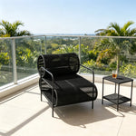 SOLARA Modern Outdoor Rattan Lounge Chair Hand-Woven Rattan Aluminium Frame for Patio Balcony Garden - Black