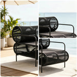 SOLARA Modern Outdoor Rattan Lounge Chair Hand-Woven Rattan Aluminium Frame for Patio Balcony Garden - Black