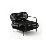SOLARA Modern Outdoor Rattan Lounge Chair Hand-Woven Rattan Aluminium Frame for Patio Balcony Garden - Black