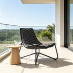 SOLARA Modern Outdoor Semi-Reclining Lounge Chair Olefin Rope Weaving Aluminium Frame for Patio Balcony Garden - Dark Grey