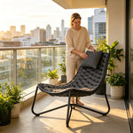 SOLARA Modern Outdoor Semi-Reclining Lounge Chair Olefin Rope Weaving Aluminium Frame for Patio Balcony Garden - Dark Grey