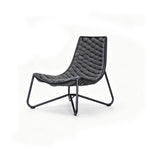 SOLARA Modern Outdoor Semi-Reclining Lounge Chair Olefin Rope Weaving Aluminium Frame for Patio Balcony Garden - Dark Grey