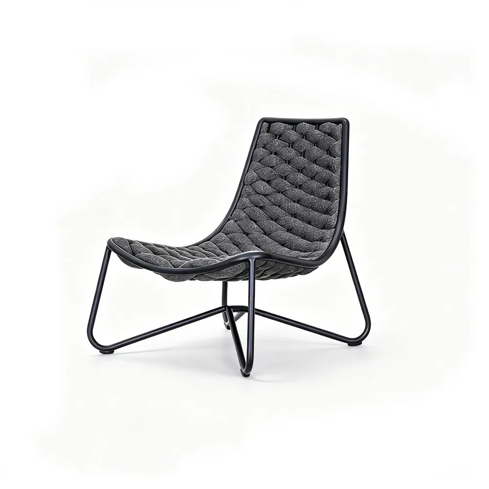 SOLARA Modern Outdoor Semi-Reclining Lounge Chair Olefin Rope Weaving Aluminium Frame for Patio Balcony Garden - Dark Grey