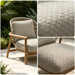 SOLARA Nordic Outdoor Low-Back Lounge Chair Aluminium Frame Wood-Grain Finish Woven Rope for Patio Balcony Garden - Beige
