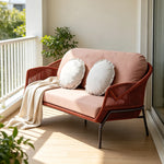 SOLARA Nordic Outdoor 3-Seater Sofa Textilene Rope 2.0mm Aluminium Frame Waterproof Cushions for Patio Balcony Garden - Terracotta