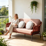 SOLARA Nordic Outdoor 3-Seater Sofa Textilene Rope 2.0mm Aluminium Frame Waterproof Cushions for Patio Balcony Garden - Terracotta