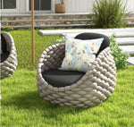 SOLARA Modern Outdoor Lounge Chair Hand-Woven Thick Rope 2.0mm Aluminium Frame for Patio Balcony Garden - Grey