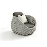 SOLARA Modern Outdoor Lounge Chair Hand-Woven Thick Rope 2.0mm Aluminium Frame for Patio Balcony Garden - Grey