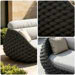 SOLARA Modern Outdoor 2-Seater Sofa Hand-Woven Thick Rope 2.0mm Aluminium Frame for Patio Balcony Garden - Dark Grey