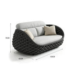 SOLARA Modern Outdoor 2-Seater Sofa Hand-Woven Thick Rope 2.0mm Aluminium Frame for Patio Balcony Garden - Dark Grey