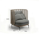 SOLARA Modern Outdoor Lounge Chair Olefin Rope 2mm Aluminium Frame Teak Detail Waterproof Cushions for Patio Garden - Grey