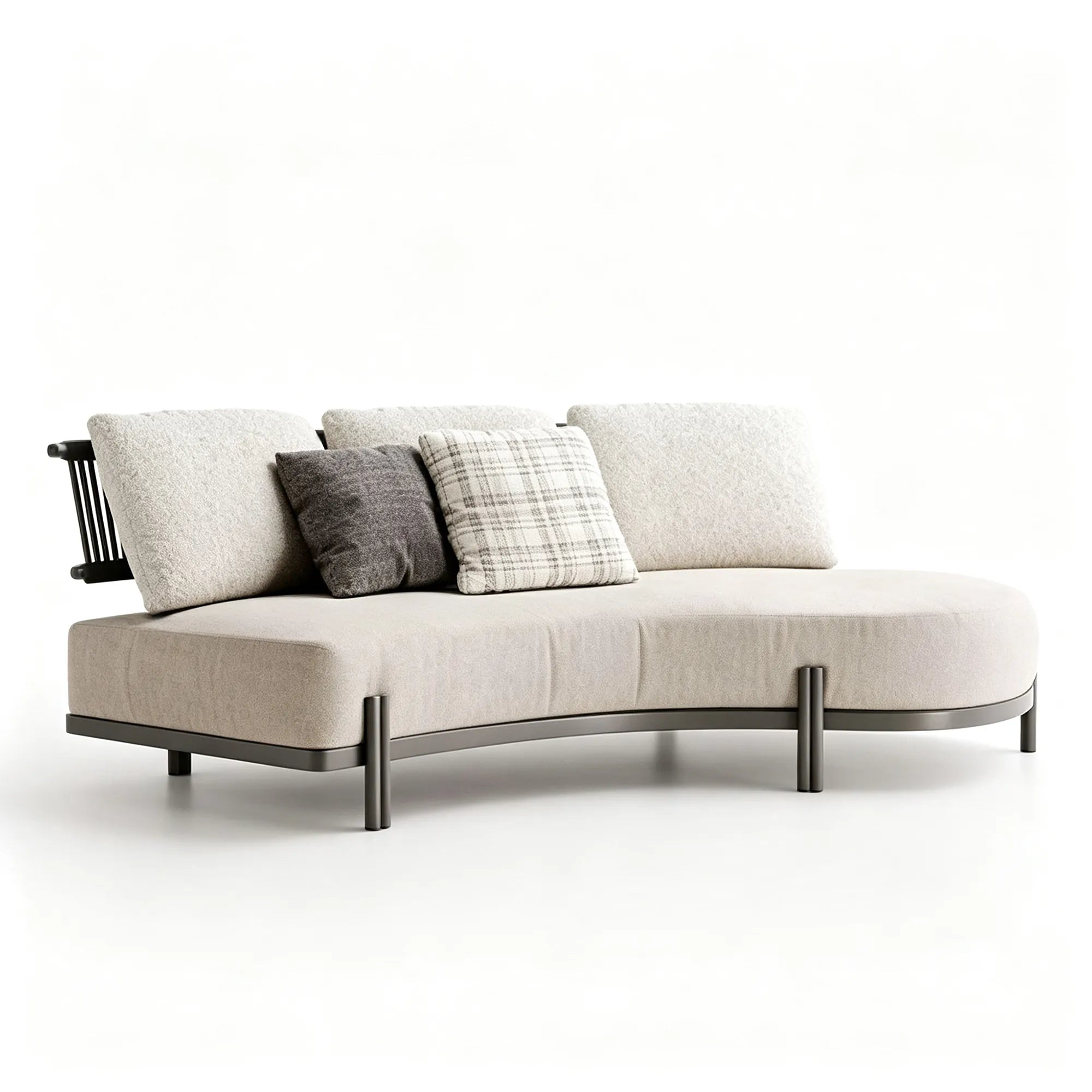SOLARA Modern Outdoor Left Chaise Lounge Sofa - Aluminium Frame - Waterproof Cushions - 200cm Patio Garden Daybed - Beige