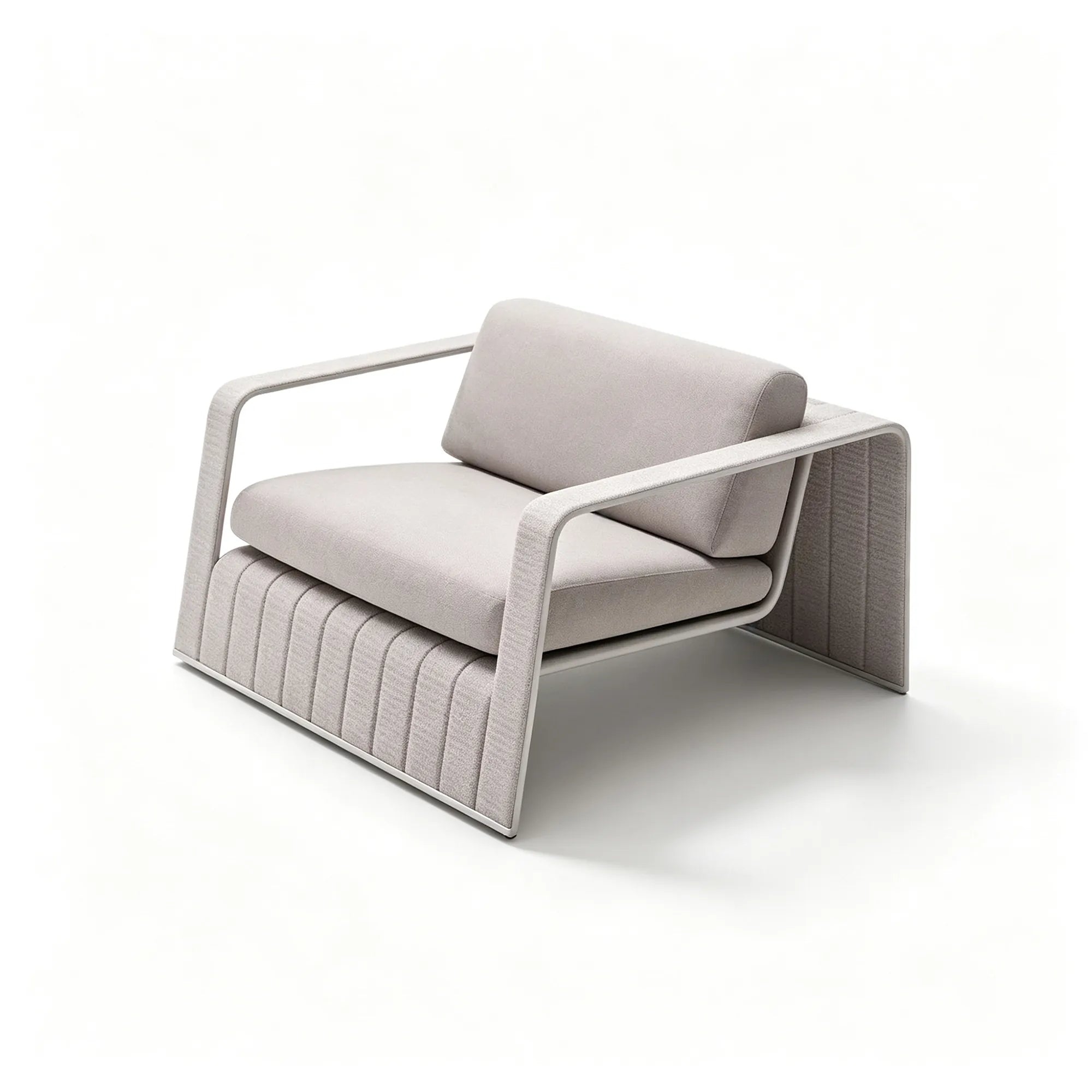 SOLARA Modern Outdoor Lounge Chair - Woven Rope Design - Aluminium Alloy Frame - Cushioned Patio Garden Armchair - Beige