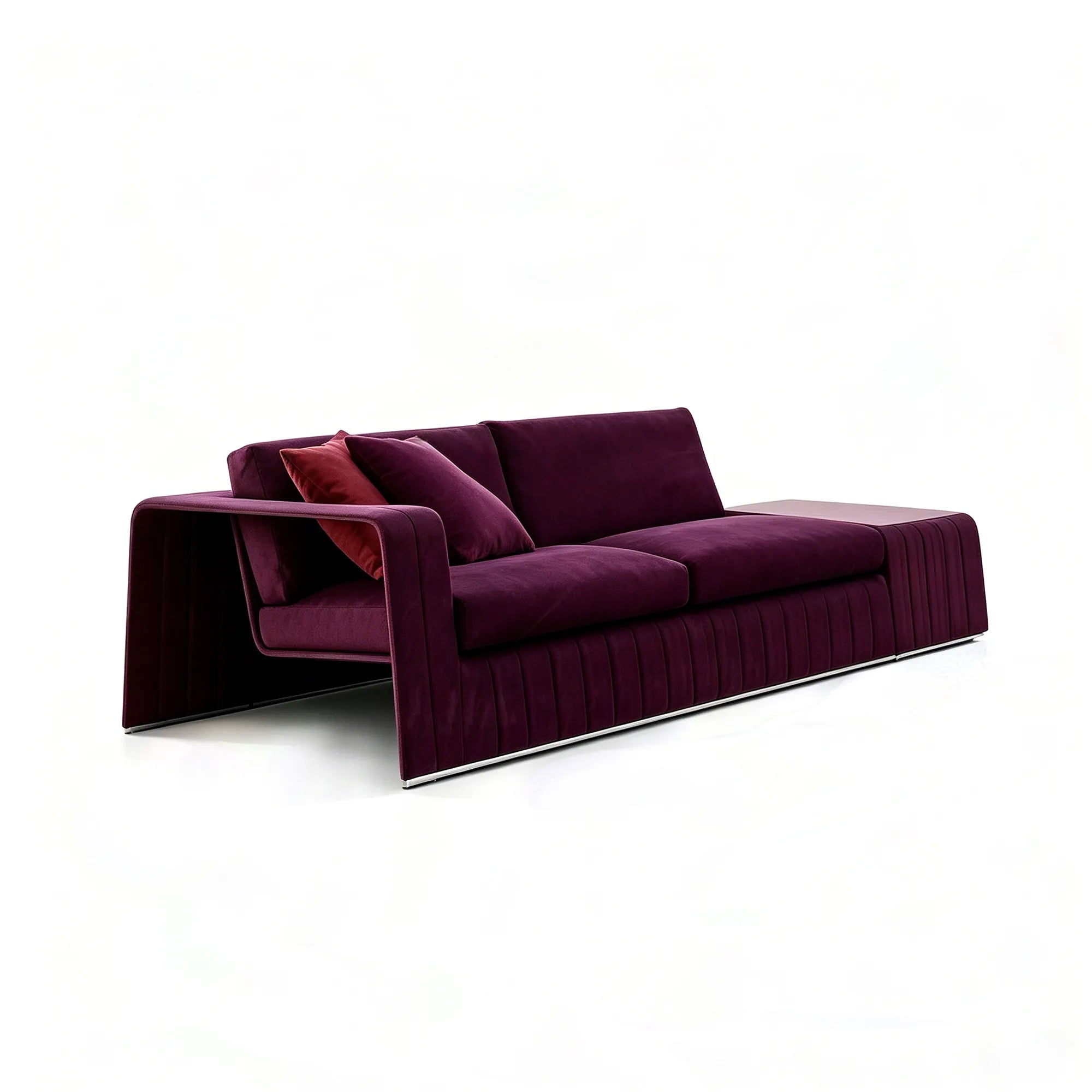 SOLARA Modern Outdoor 2-Seater Sofa with Side Table - Woven Rope - Aluminium Alloy Frame - Patio Garden Lounge - Burgundy
