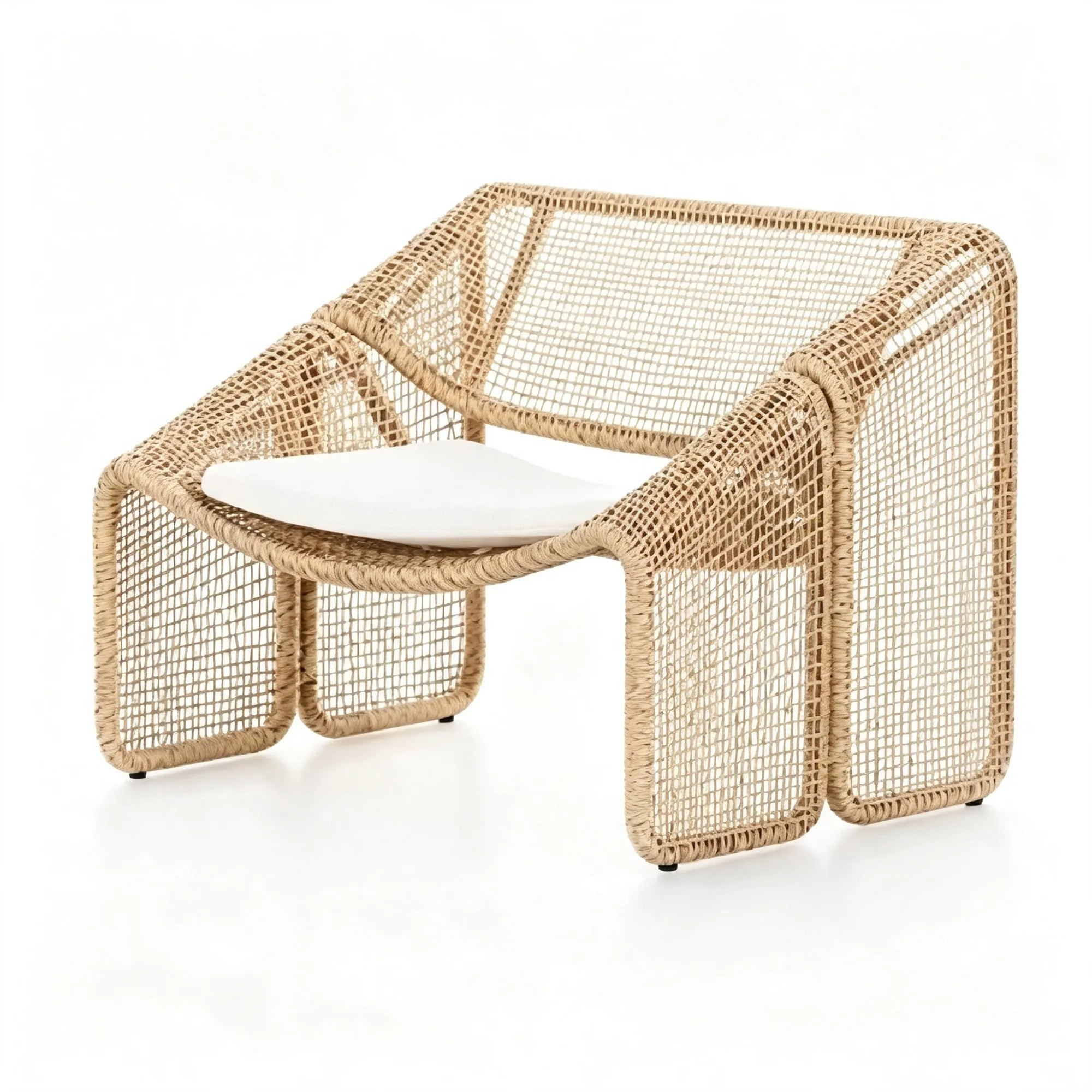 SOLARA Modern Outdoor Lounge Chair - Handwoven Rattan - Aluminium Alloy Frame - Cushioned Patio Garden Armchair - Yellow