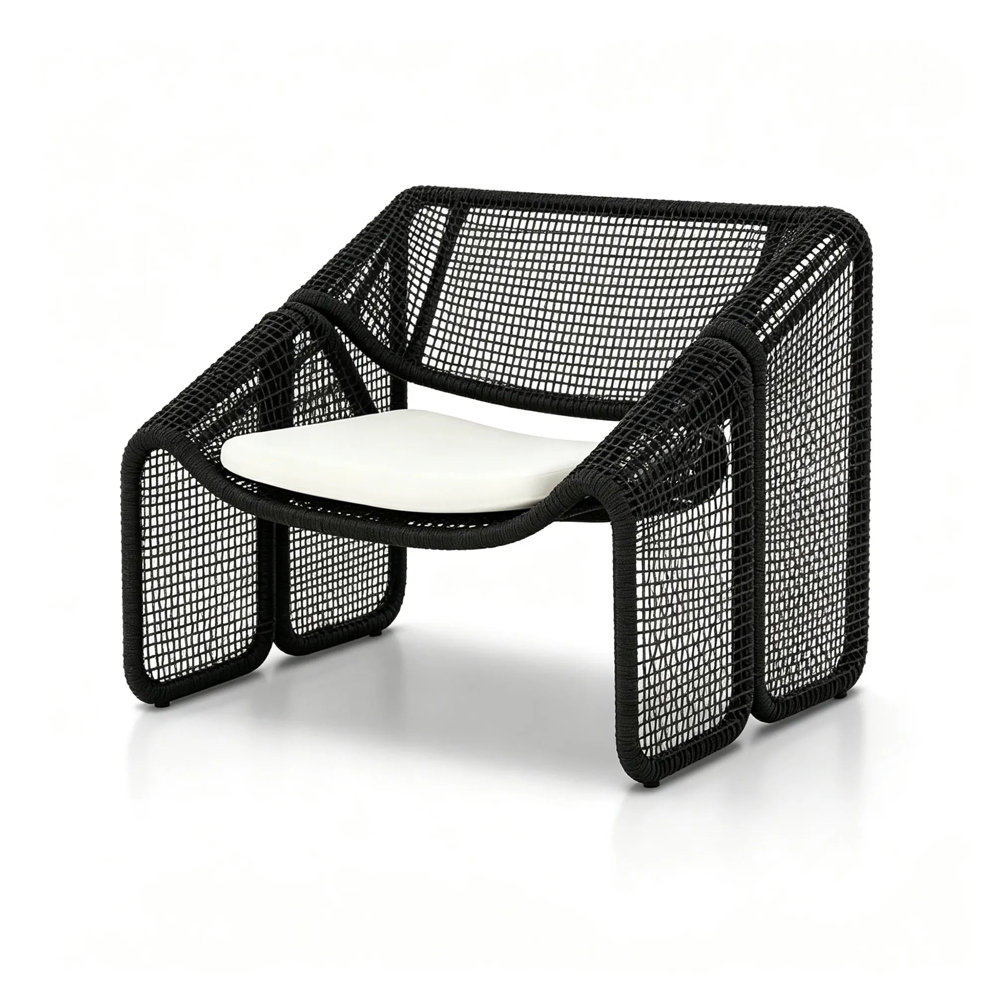 SOLARA Modern Outdoor Lounge Chair - Handwoven Rattan - Aluminium Alloy Frame - Cushioned Patio Garden Armchair - Black