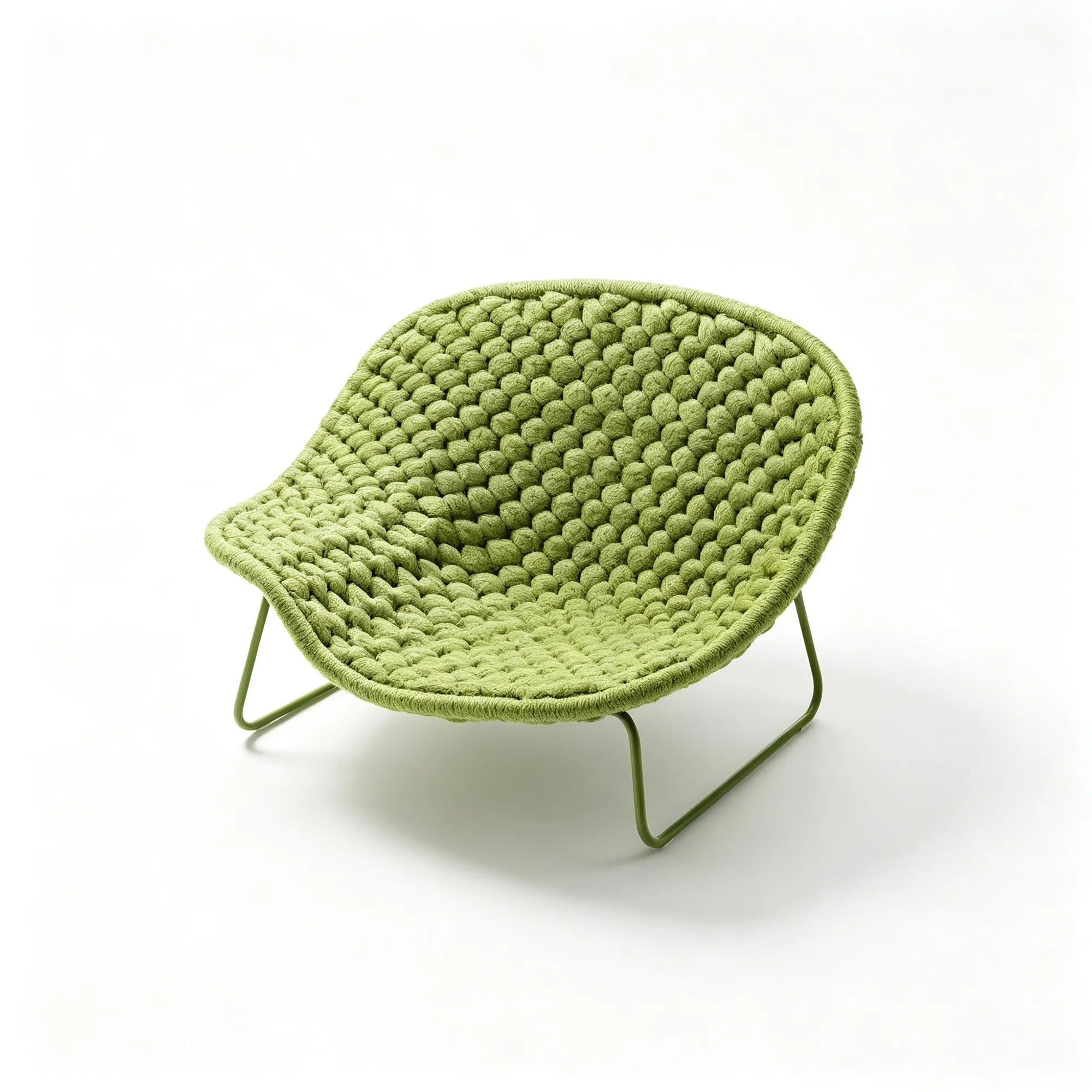 SOLARA Modern Outdoor Lounge Chair - Handwoven Rope - Metal Frame - Round Patio Garden Accent Chair - Green