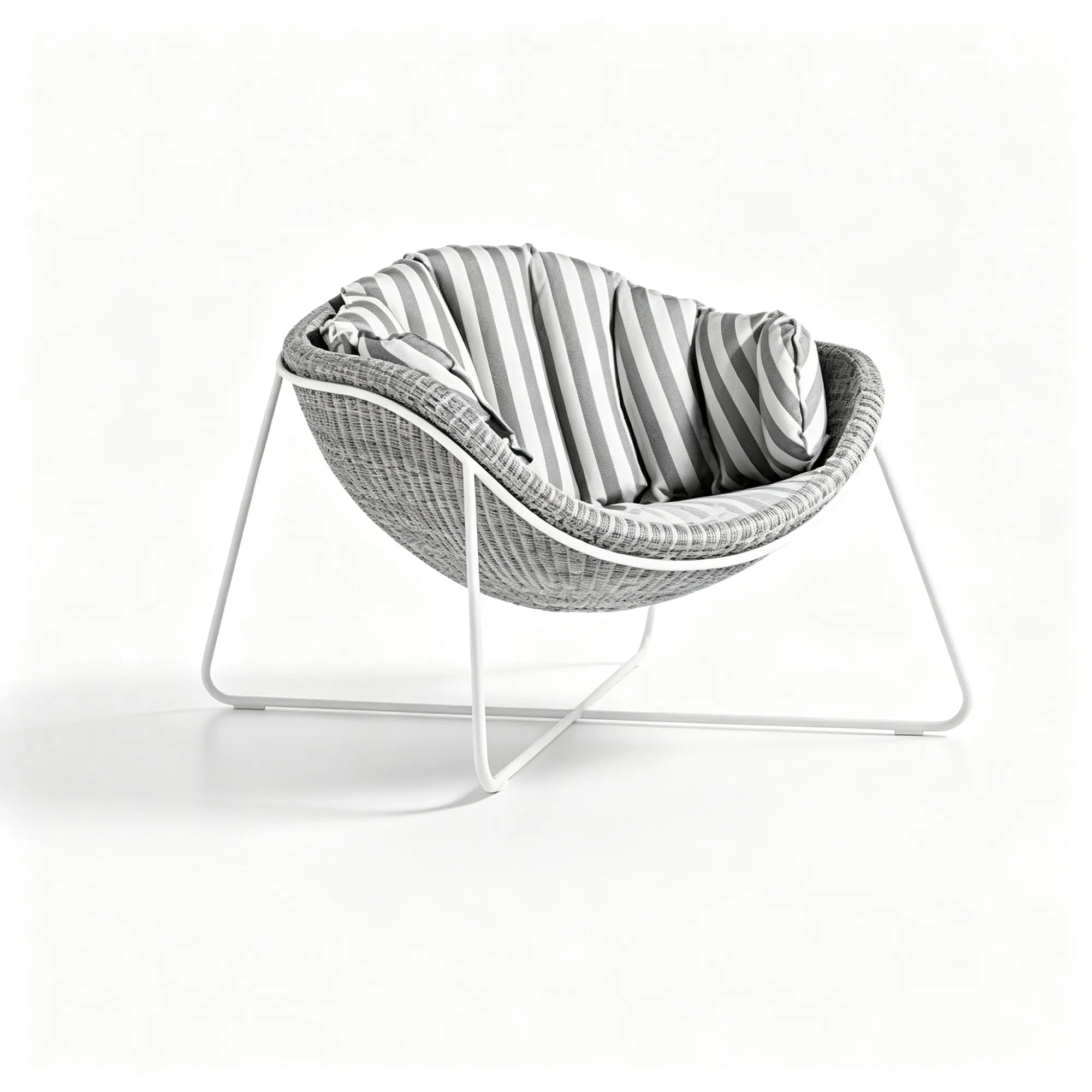 SOLARA Modern Outdoor Lounge Chair - PE Rattan Weave - Metal Frame - 81cm Patio Garden Accent Chair - Grey White
